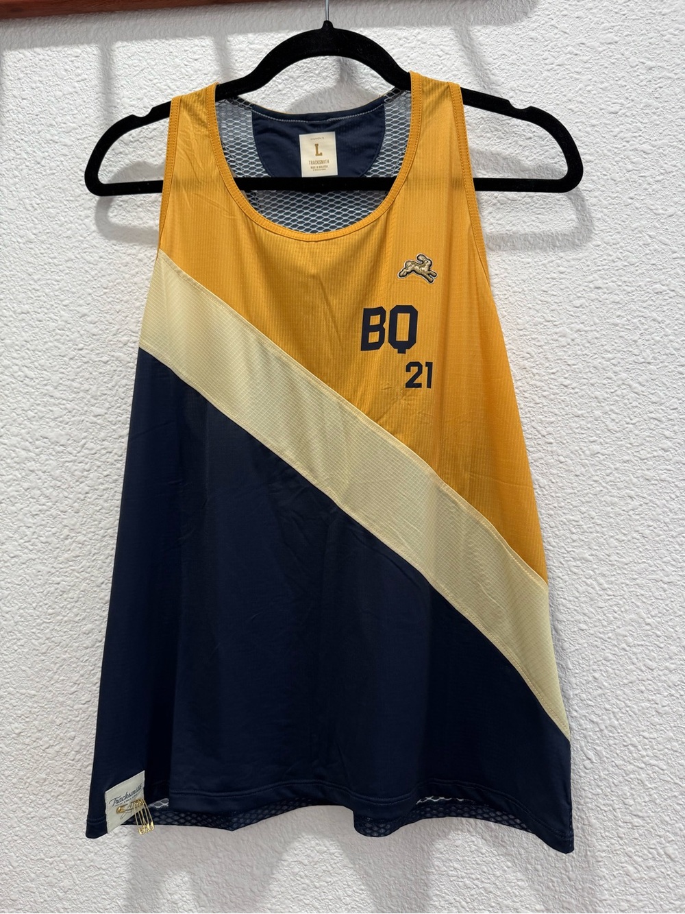 Tracksmith Women's BQ21 Colorblock Tank - Gold, Navy, Cream